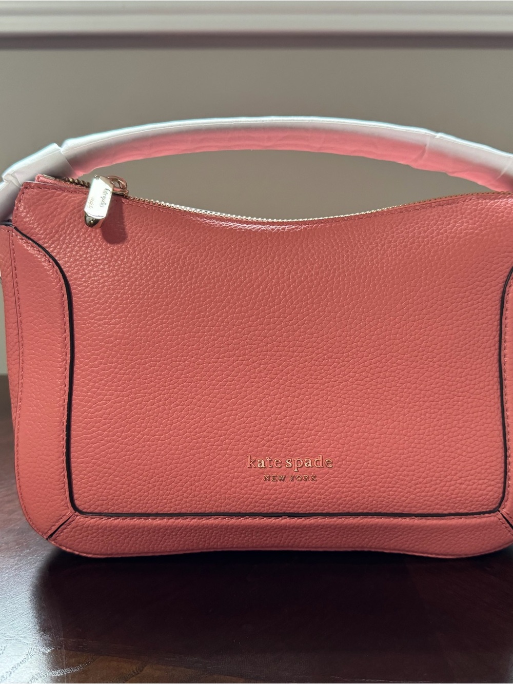 kate spade Coral Pink Pebbled Leather Hobo Shoulder Bag